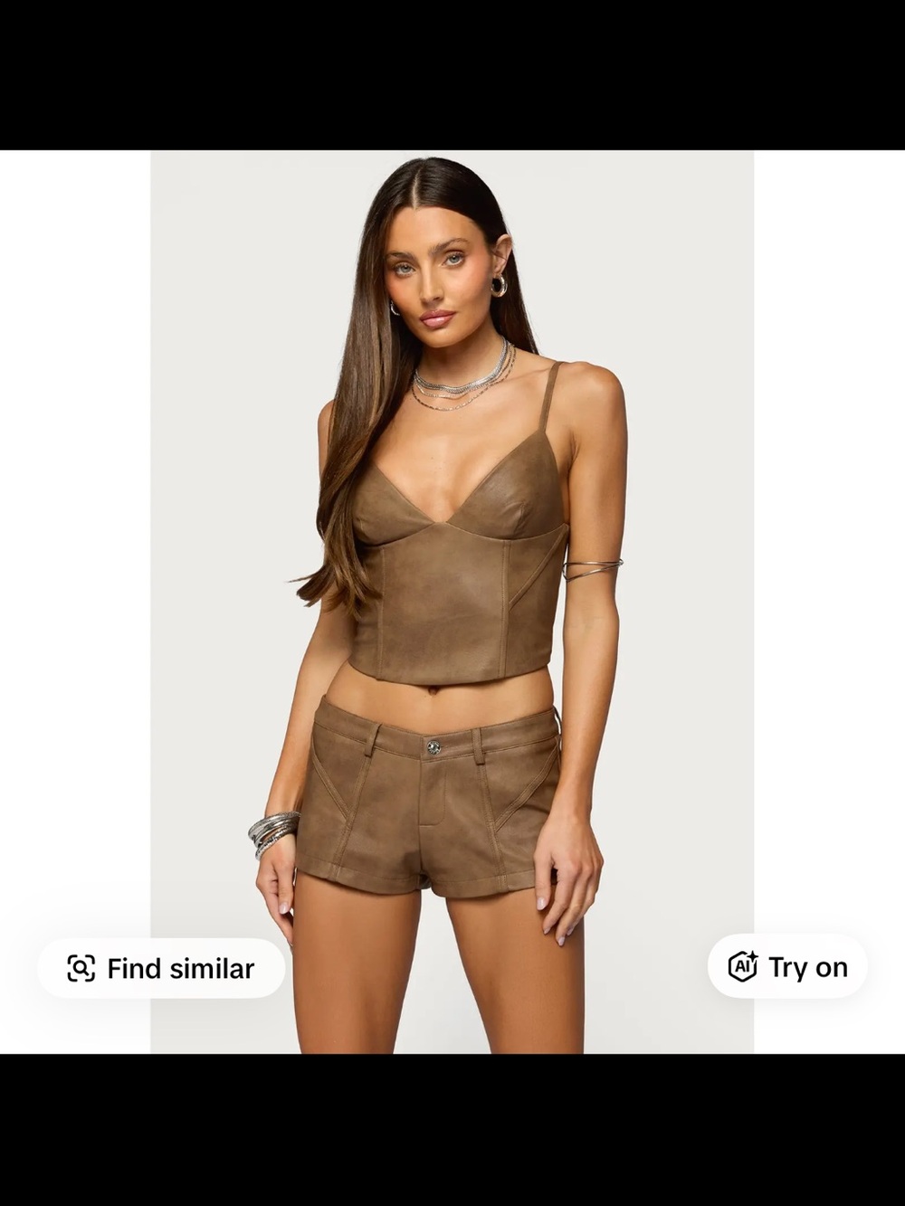 NEW WITH TAGS Edikted Brown Faux-Leather Cropped Tank Top